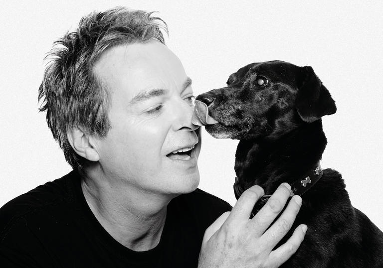 Julian Clary with a dog