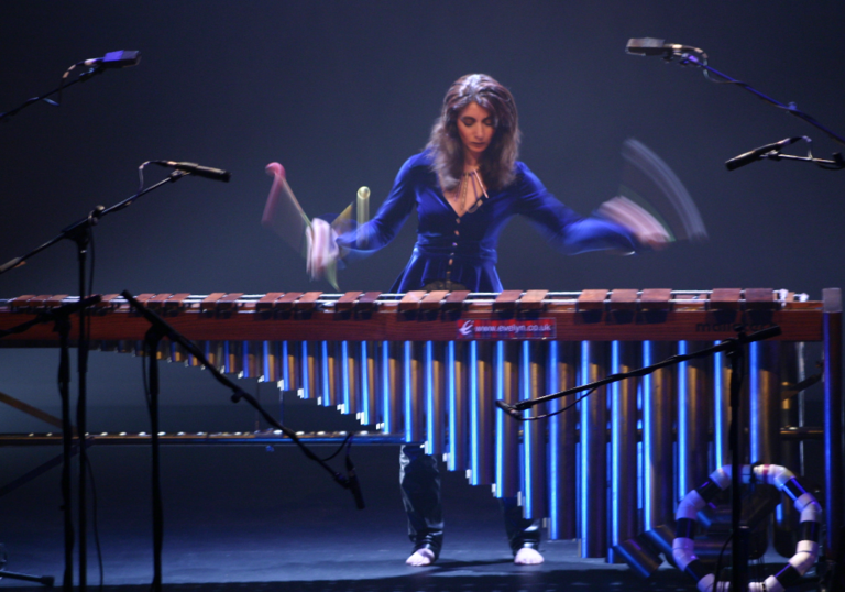 Eveyln Glennie playing the marimba