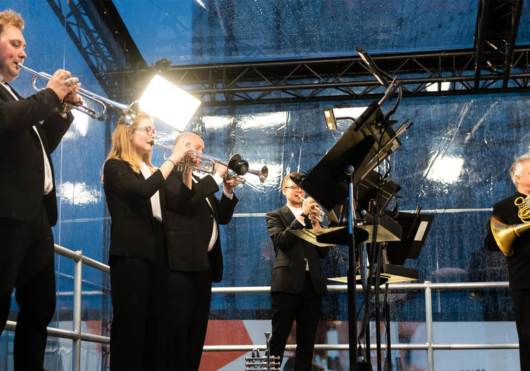 Members of the LSO Brass Ensemble perform together