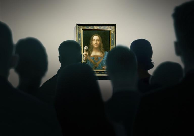 a leonardo painting hanging in a gallery