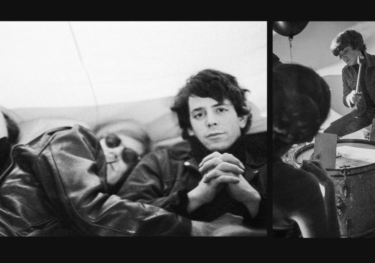 Black and white photo of Lou Reed and Andy Warhol