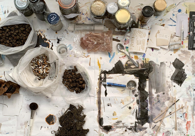 Show materials used to make art work