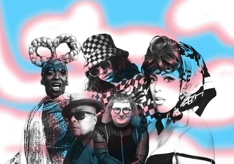The image shows the creative team and performers behind Transpose JOY including Ebony Rose Dark, Campbell X, Felix Mufty, Tabby Lamb and Mzz Kimberley.