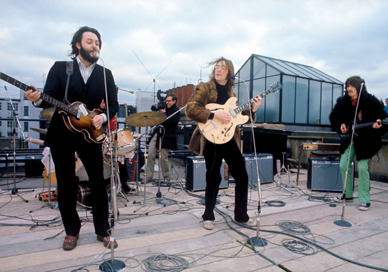Still from The Beatles Get Back Rooftop Concert