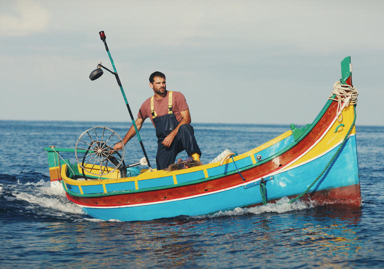 Man on fishing boat