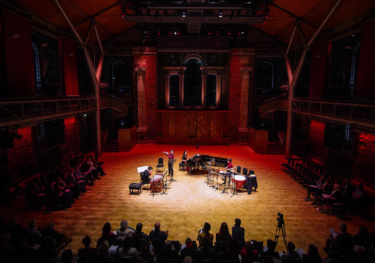 Tangram perform in LSO St Luke's in mood lighting