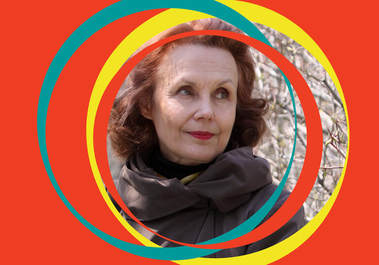 Kaija Saariaho image, centered around red BBC SO branding