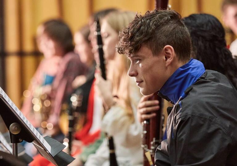 Junior Guildhall bassoonist looking forward and smiling