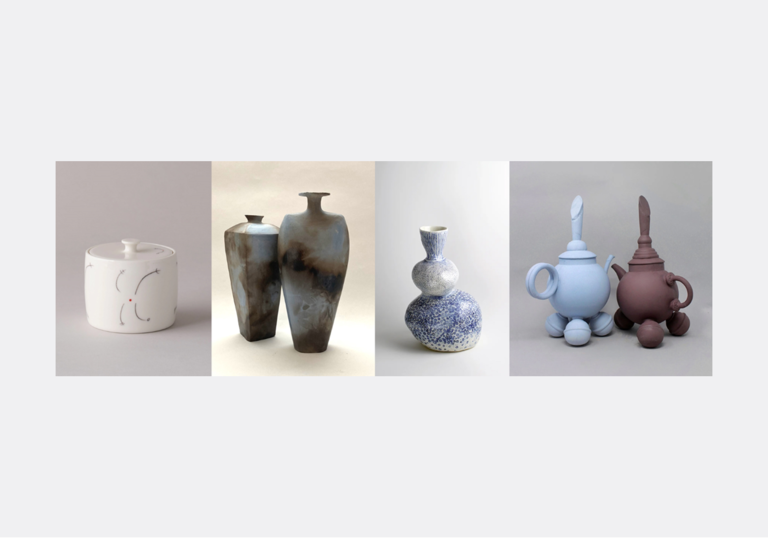 Four images of work by members of the group London Potters