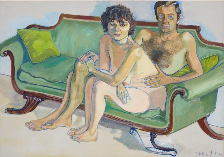 painting by Alice Neel: Cindy Nemser and Chuck, 1975, Oil on canvas.