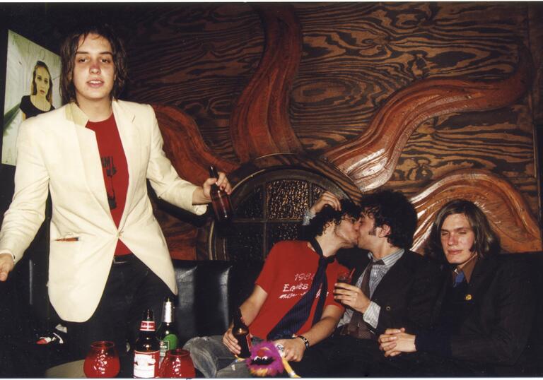 Musicians hang out in a club in New York in the 80s. Still from Meet Me In The Bathroom.