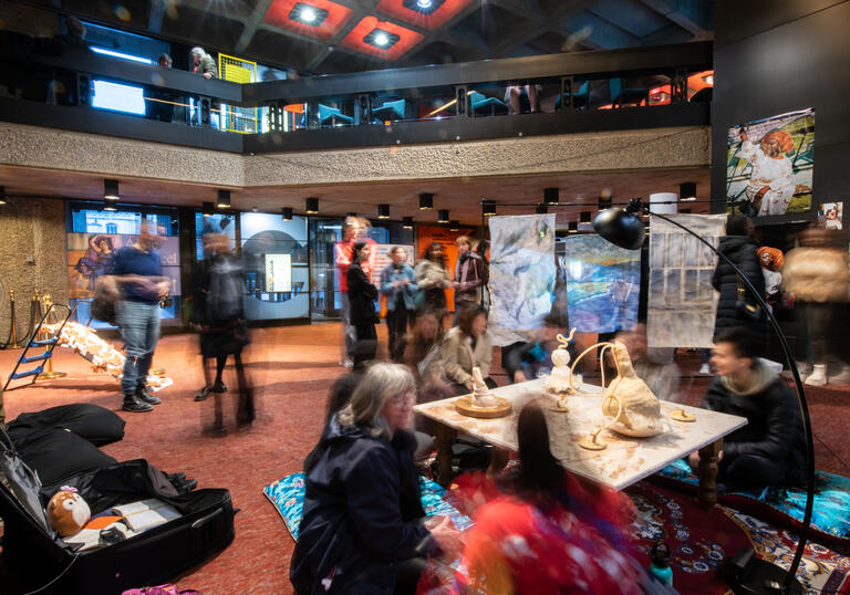 People sat down at exhibition