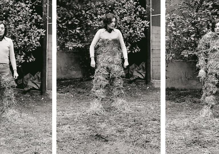 artist Fina Miralles transforms into straw 