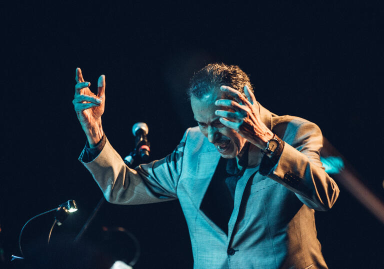 Arthur Verocai performing passionately 