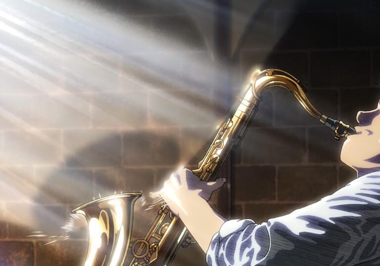 A sax player gives it his all!
