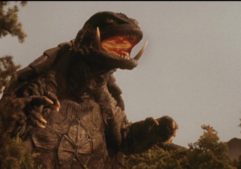 A monster stands in a forest looking frightening.