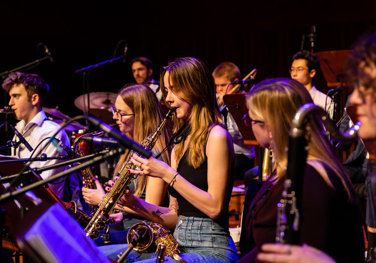 A group of people playing instruments