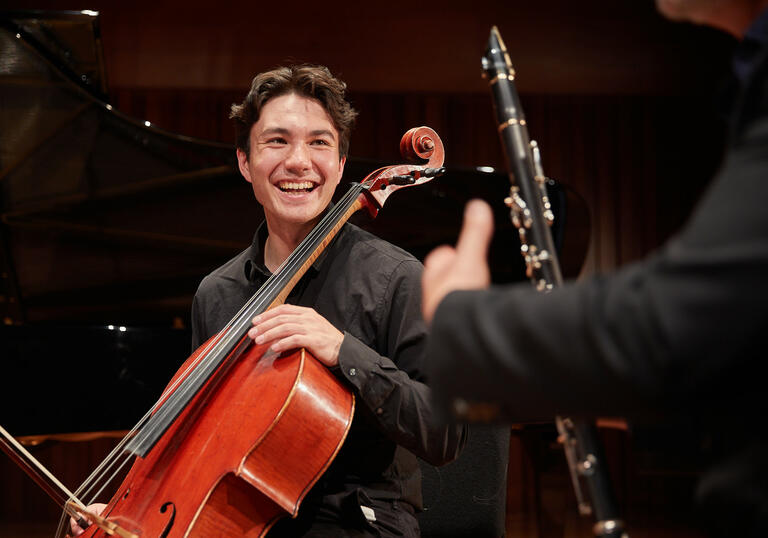 Guildhall School cello and clarinet player in chamber ensemble