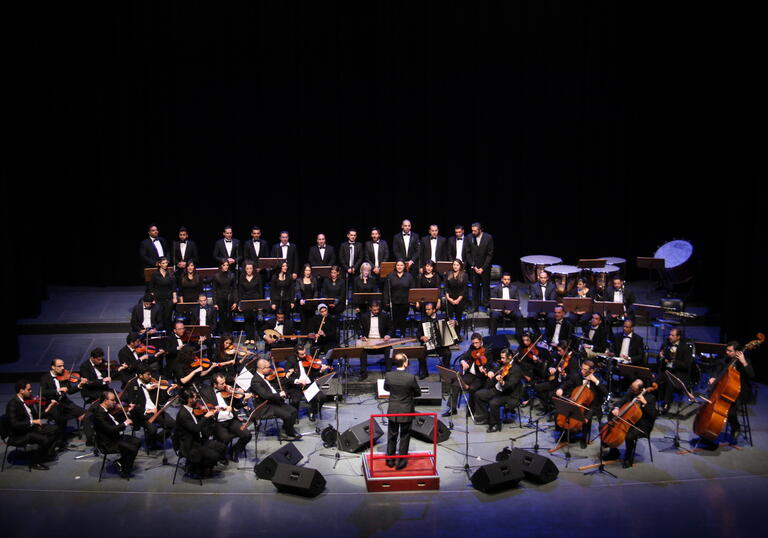 An orchestra on stage