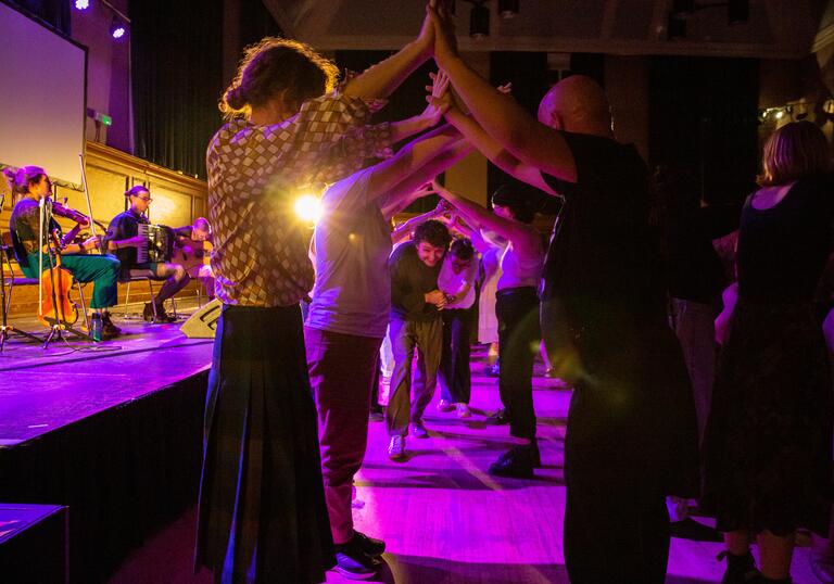 A group of people dancing