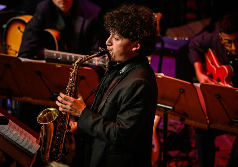 Guildhall School saxophone player in performance