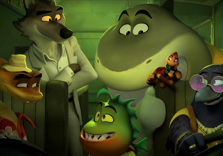 A group of animated animals gathered together