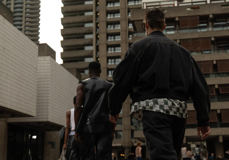 A fashion runway in the Barbican Centre Sculpture Court