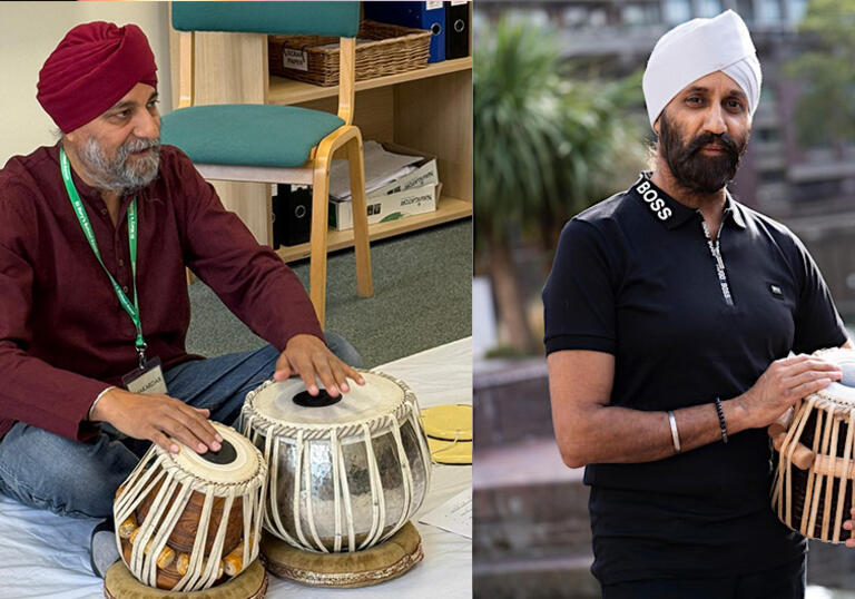Two images of performers