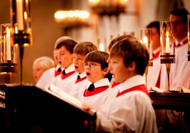 A picture of King's College Choir performing