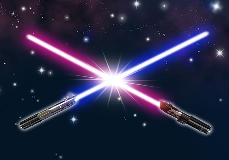 Illustration of two lightsabers clashing