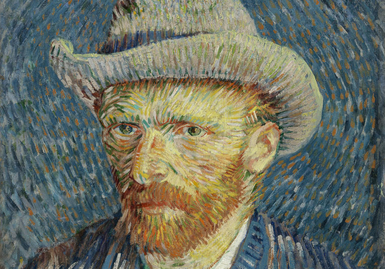 A still of Self portrait with Felt Gray Hat, by Vincent Van Gogh