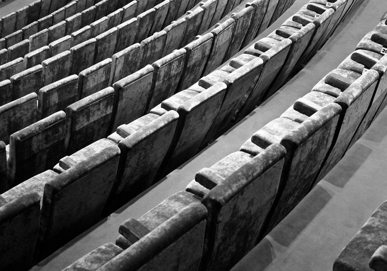 Black and white image of cinema seats