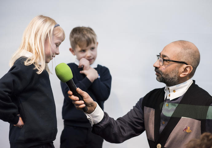 kids and a microphone