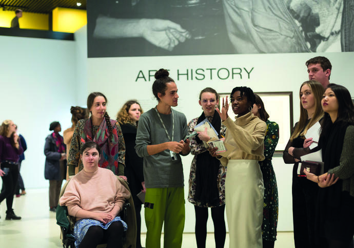 Young people in the gallery