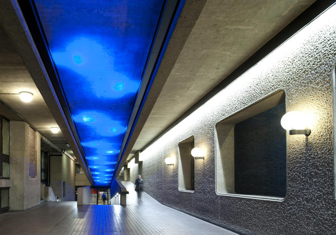 Photo of walkway inside the Barbican Centre