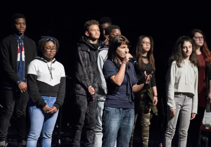 Group of young people presenting