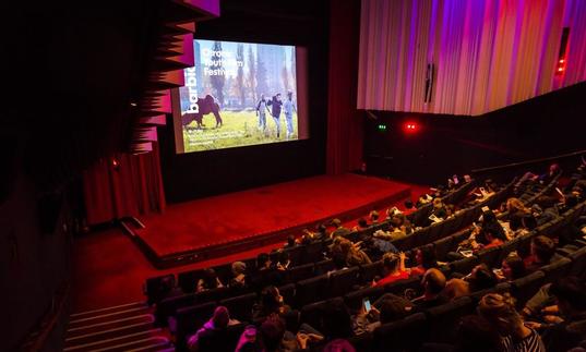 Photo of audience watching a film in the Barbican Cinema