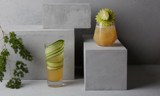 Designer, Cocktails. Martini, Bar, Barbican, Gin, Cucumber, Apple, Fancy, cool
