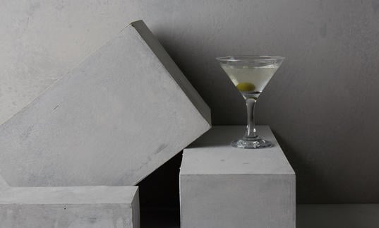 Martini, olive, cool, cocktail, martini bar, barbican, concrete, brutalist