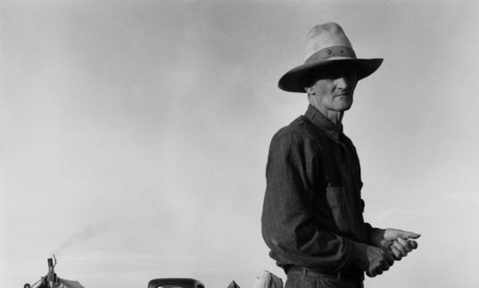 A photograph by Dorothea Lange entitled 'Drought Refugees' 