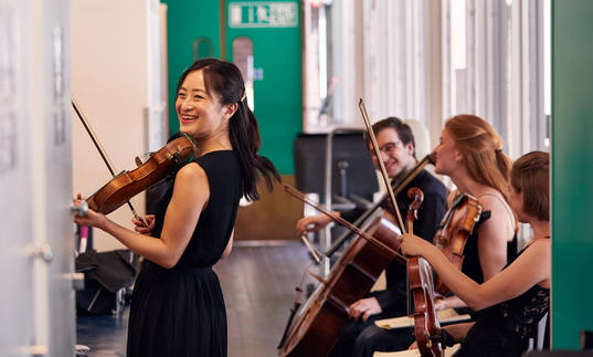 Strings musicians from the Guildhall School perform at the Barbican