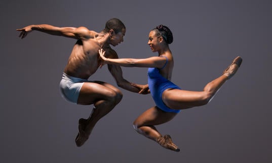 Two dancers in the air 