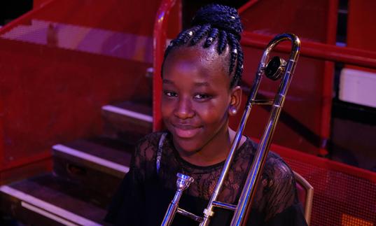 young musician with a trombone