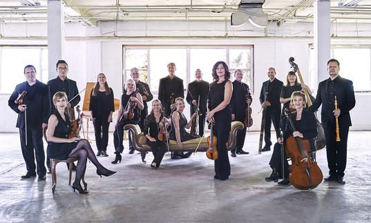 Tafelmusik ensemble in warehouse