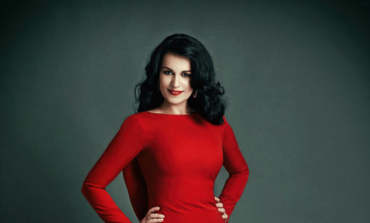 Angela Gheorghiu red dress portrait