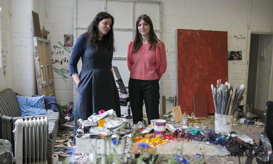 chantal joffe and katy hessel in the studio