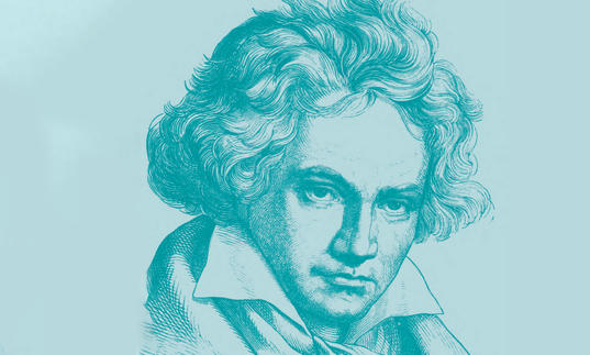 Beethoven portrait blue background