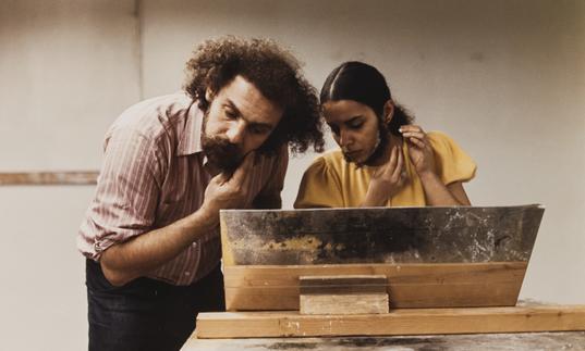 Ana Mendieta applying a beard