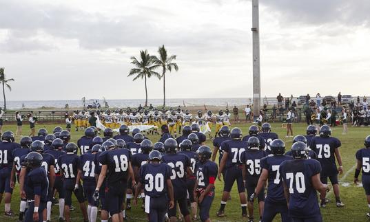 American Football players on the field, from Catherine Opie's photographic series High School Football
