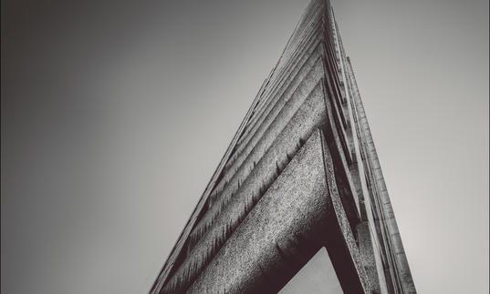 black and white photo of the barbican